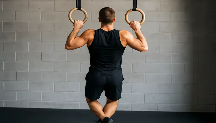 man doing ring pullups  are pull-ups enough for back