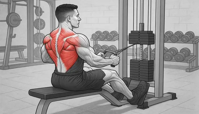 man doing cable row for middle back are pull-ups enough for back